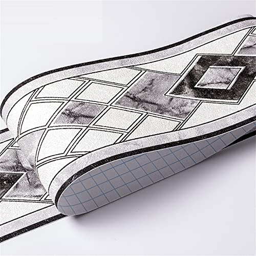 JTKSSCS BordüRe Selbstklebend 10 CM PVC Wasserdichte Taille Linie Holz Marmor Selbstklebende Sockelleiste Tapete Wohnzimmer Dekor Vinyl Bordüre Wand Ecke Stick(3) von JTKSSCS