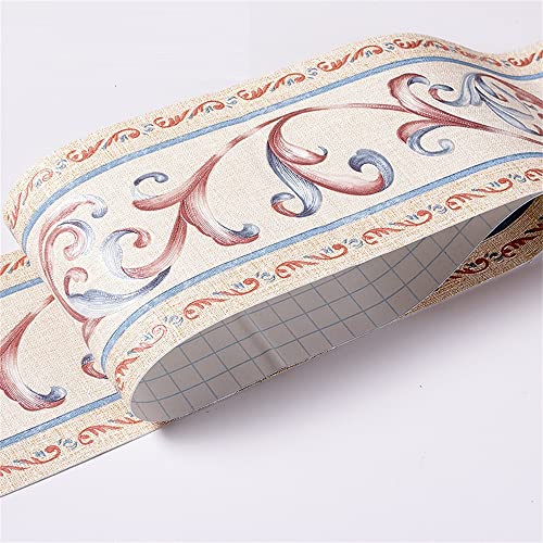 JTKSSCS BordüRe Selbstklebend 10 CM PVC Wasserdichte Taille Linie Holz Marmor Selbstklebende Sockelleiste Tapete Wohnzimmer Dekor Vinyl Bordüre Wand Ecke Stick(31) von JTKSSCS