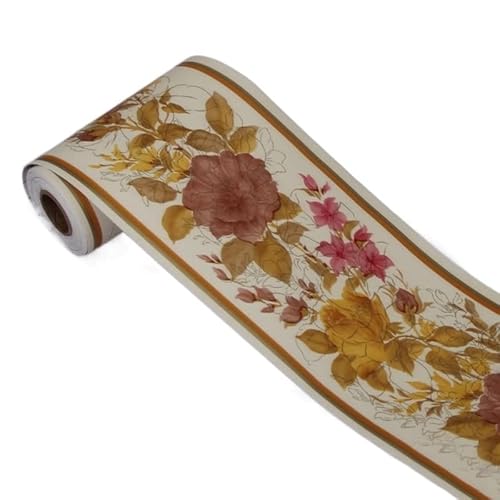 JTKSSCS BordüRe Selbstklebend 10 Meter PVC wasserdicht Taillenlinie pastoralen Stil selbstklebende Wand Sockelleiste Tapete Wohnzimmer Dekor Bordüre Wandaufkleber(11) von JTKSSCS