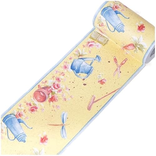 JTKSSCS BordüRe Selbstklebend 10 m Taillenlinie Wandaufkleber Küche Taille Badezimmer Toilette wasserdichte selbstklebende PVC-Tapete Bordüre Zimmer Blumenaufkleber(8) von JTKSSCS