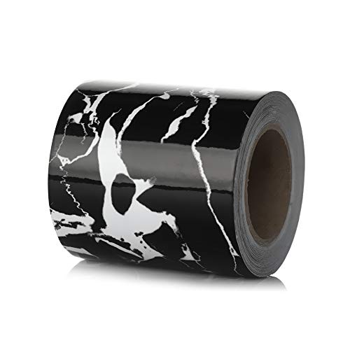 JTKSSCS BordüRe Selbstklebend 5M PVC Wasserdicht Taillenlinie Holz Marmor Selbstklebende Sockelleiste Tapete Wohnzimmer Dekor Vinyl Bordüre Wand Ecke Sticke(Black White1,5cm x 5m) von JTKSSCS