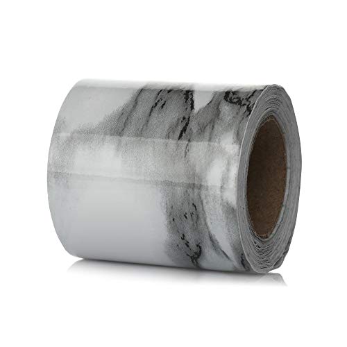JTKSSCS BordüRe Selbstklebend 5M PVC Wasserdicht Taillenlinie Holz Marmor Selbstklebende Sockelleiste Tapete Wohnzimmer Dekor Vinyl Bordüre Wand Ecke Sticke(White Grey1,5cm x 5m) von JTKSSCS