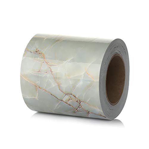 JTKSSCS BordüRe Selbstklebend 5M PVC Wasserdicht Taillenlinie Holz Marmor Selbstklebende Sockelleiste Tapete Wohnzimmer Dekor Vinyl Bordüre Wand Ecke Sticke(White1,12cm x 5m) von JTKSSCS