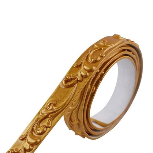 JTKSSCS BordüRe Selbstklebend Heimdekoration PVC Selbstklebende Wandverkleidungsleiste Sockelleiste Deckenwandleiste 3D-Wandaufkleberrahmen Dekorative Linie(Gold) von JTKSSCS