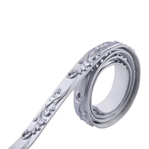 JTKSSCS BordüRe Selbstklebend Heimdekoration PVC Selbstklebende Wandverkleidungsleiste Sockelleiste Deckenwandleiste 3D-Wandaufkleberrahmen Dekorative Linie(Silver) von JTKSSCS