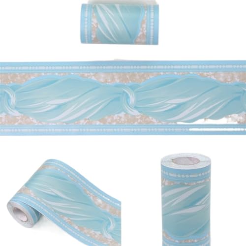 JTKSSCS BordüRe Selbstklebend Selbstklebende PVC-Taillen-Fliesenaufkleber, pastorale Zimmer, Wandkunst, Dekoration, Badezimmer, Küche, Toilette, wasserdichte Bordürentapete(B1002,5M X 10CM) von JTKSSCS