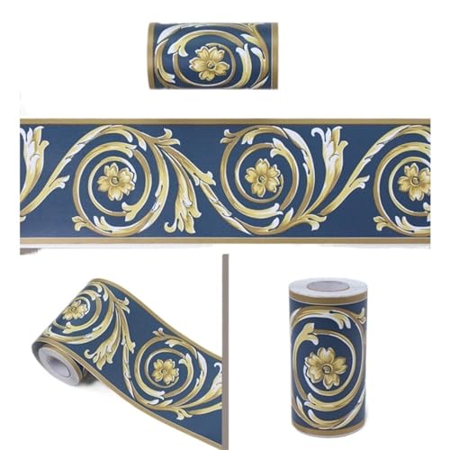 JTKSSCS BordüRe Selbstklebend Selbstklebende PVC-Taillen-Fliesenaufkleber, pastorale Zimmer, Wandkunst, Dekoration, Badezimmer, Küche, Toilette, wasserdichte Bordürentapete(B1009,5M X 10CM) von JTKSSCS