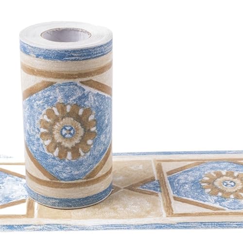 JTKSSCS BordüRe Selbstklebend Selbstklebende PVC-Taillen-Fliesenaufkleber, pastorale Zimmer, Wandkunst, Dekoration, Badezimmer, Küche, Toilette, wasserdichte Bordürentapete(B1016,5M X 10CM) von JTKSSCS