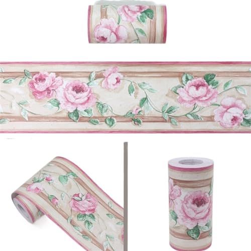 JTKSSCS BordüRe Selbstklebend Selbstklebende PVC-Taillen-Fliesenaufkleber, pastorale Zimmer, Wandkunst, Dekoration, Badezimmer, Küche, Toilette, wasserdichte Bordürentapete(B2002-2,10M X 10CM) von JTKSSCS