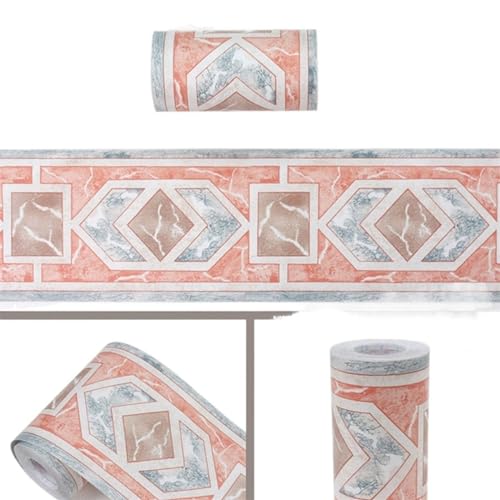 JTKSSCS BordüRe Selbstklebend Selbstklebende PVC-Taillen-Fliesenaufkleber, pastorale Zimmer, Wandkunst, Dekoration, Badezimmer, Küche, Toilette, wasserdichte Bordürentapete(B2005-1,5M X 10CM) von JTKSSCS