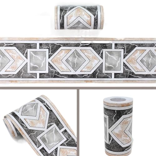 JTKSSCS BordüRe Selbstklebend Selbstklebende PVC-Taillen-Fliesenaufkleber, pastorale Zimmer, Wandkunst, Dekoration, Badezimmer, Küche, Toilette, wasserdichte Bordürentapete(B2005-3,10M X 10CM) von JTKSSCS