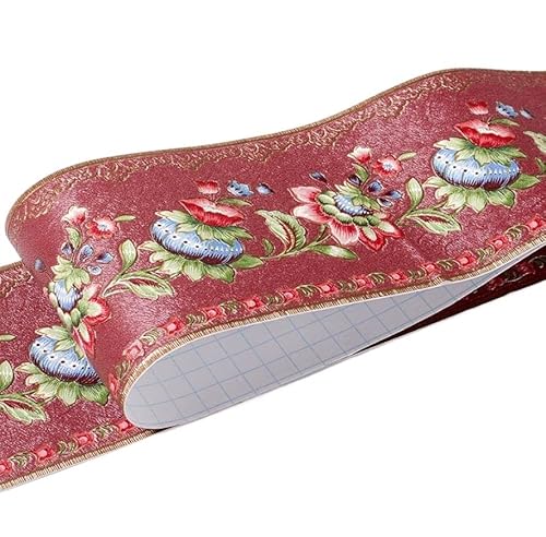 JTKSSCS BordüRe Selbstklebend Selbstklebender Wandleisten-Aufkleber, wasserdichte Tapete, florale Vintage-Heimdekoration(08) von JTKSSCS