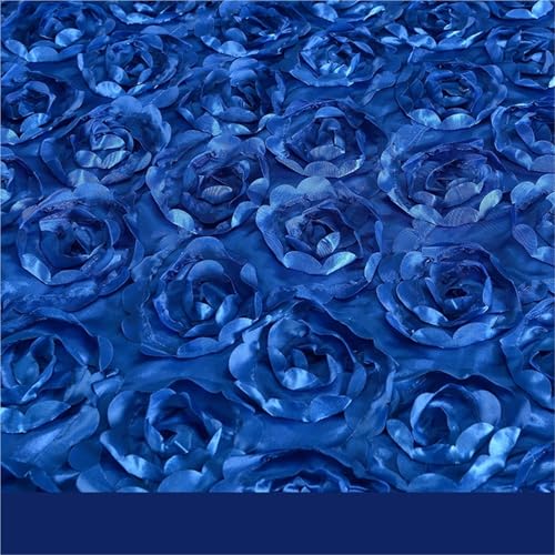 JTKSSCS Hochzeitsteppich 10M Hochzeit Teppich Satin Stoff 3D Rose Blume Gang Rot Party Hintergrund Tisch Abdeckung Dekoration(Royal Blue) von JTKSSCS