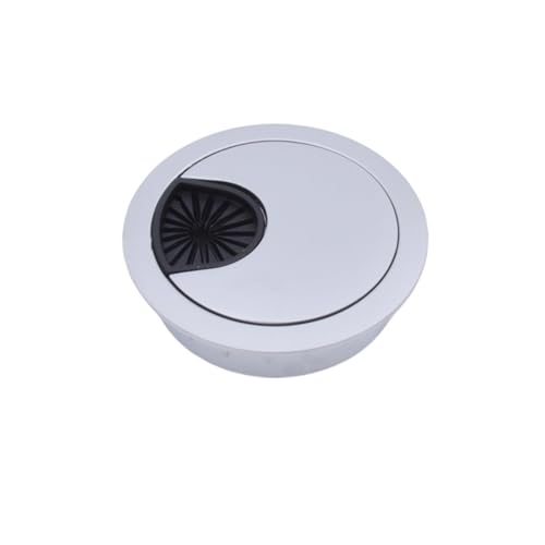 JTKSSCS Kabeldurchführung Schreibtisch-Drahtlochabdeckung aus Zinklegierung, Basis, Computer-Tülle, Tischkabel-Auslassanschluss, Oberflächenleitung, Box, Möbel-Hardware(Pearl Chrome,50mm) von JTKSSCS