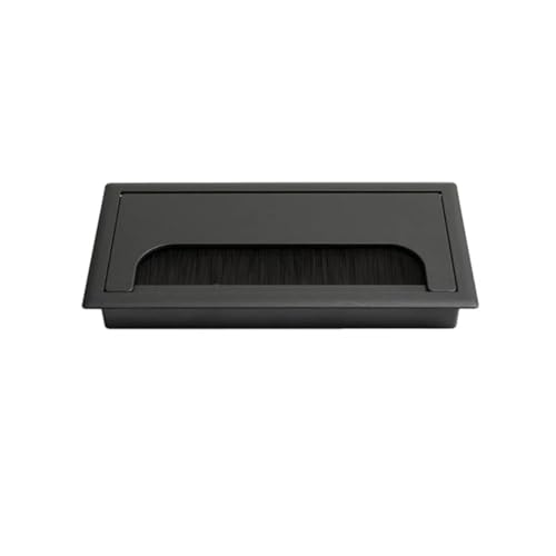 JTKSSCS Kabeldurchführung Tisch, Schreibtisch, rechteckige Drahtabdeckung, Kabeldurchführung, Drahtlochabdeckung, Auslassanschluss mit schwarzer Bürste, Möbellochstopfen(Black,80 x 80mm) von JTKSSCS