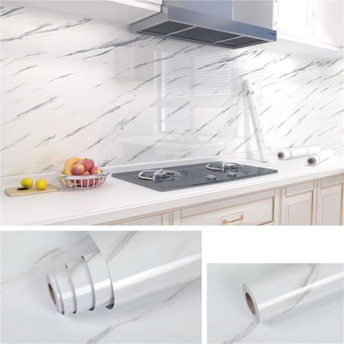 JTKSSCS Küchenfolie 80 cm Marmor Wasserdichte Tapete for Küchenschränke Badezimmer Dekor Küche Folie Renovierung Selbstklebende Öl Beweis Aufkleber(Color 603,0.8M X 10M) von JTKSSCS