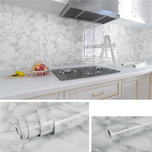 JTKSSCS Küchenfolie 80 cm Marmor Wasserdichte Tapete for Küchenschränke Badezimmer Dekor Küche Folie Renovierung Selbstklebende Öl Beweis Aufkleber(Color 604,0.6m x 3.0M) von JTKSSCS