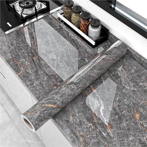 JTKSSCS Küchenfolie 80 cm Marmor Wasserdichte Tapete for Küchenschränke Badezimmer Dekor Küche Folie Renovierung Selbstklebende Öl Beweis Aufkleber(Color 609,0.6m x 3.0M) von JTKSSCS