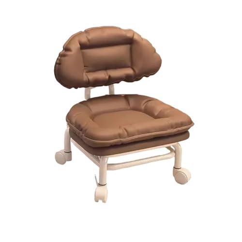 JTKSSCS Niedriger Rollhocker Mit Rollen 360 Grad drehbarer Kleiner Hocker mit Rollenrückenlehne for den Haushalt, niedriger Hocker, Mobile kleine Bank mit drehbarem Schuhhocker-Sitz(Coffee) von JTKSSCS