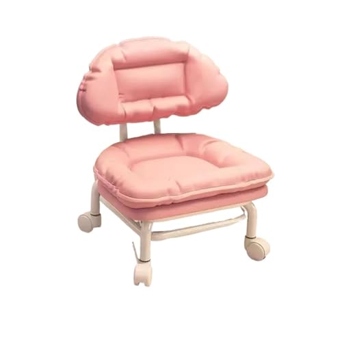 JTKSSCS Niedriger Rollhocker Mit Rollen 360 Grad drehbarer Kleiner Hocker mit Rollenrückenlehne for den Haushalt, niedriger Hocker, Mobile kleine Bank mit drehbarem Schuhhocker-Sitz(Pink) von JTKSSCS