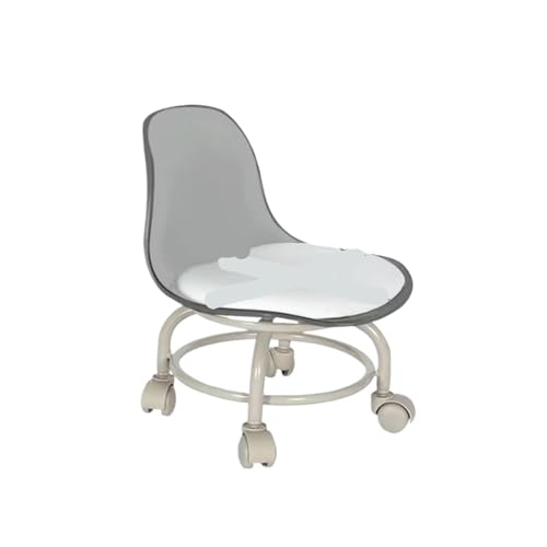 JTKSSCS Niedriger Rollhocker Mit Rollen Haushalt Kleiner Hocker Rückenlehne Universal Rad Weiche Bank Kleiner Stuhl Riemenscheibe Niedriger Hocker(Acrylic Gray) von JTKSSCS