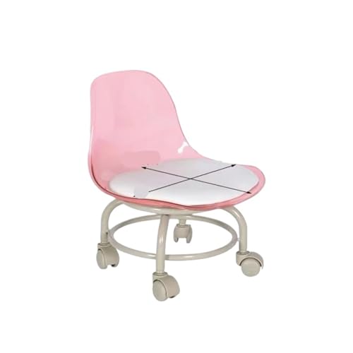 JTKSSCS Niedriger Rollhocker Mit Rollen Haushalt Kleiner Hocker Rückenlehne Universal Rad Weiche Bank Kleiner Stuhl Riemenscheibe Niedriger Hocker(Acrylic Powder) von JTKSSCS