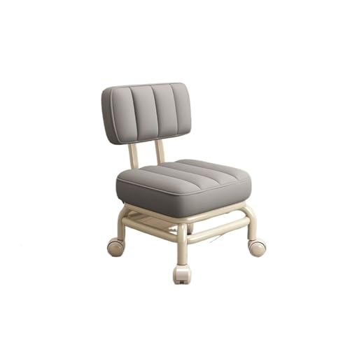 JTKSSCS Niedriger Rollhocker Mit Rollen Haushalt Kleiner Hocker Rückenlehne Universal Rad Weiche Bank Kleiner Stuhl Riemenscheibe Niedriger Hocker(Light Gray) von JTKSSCS