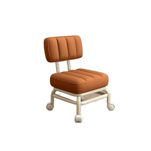 JTKSSCS Niedriger Rollhocker Mit Rollen Haushalt Kleiner Hocker Rückenlehne Universal Rad Weiche Bank Kleiner Stuhl Riemenscheibe Niedriger Hocker(Orange) von JTKSSCS