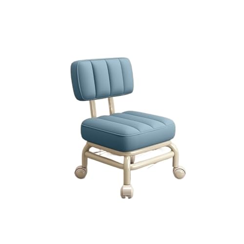 JTKSSCS Niedriger Rollhocker Mit Rollen Haushalt Kleiner Hocker Rückenlehne Universal Rad Weiche Bank Kleiner Stuhl Riemenscheibe Niedriger Hocker(Sky Blue) von JTKSSCS