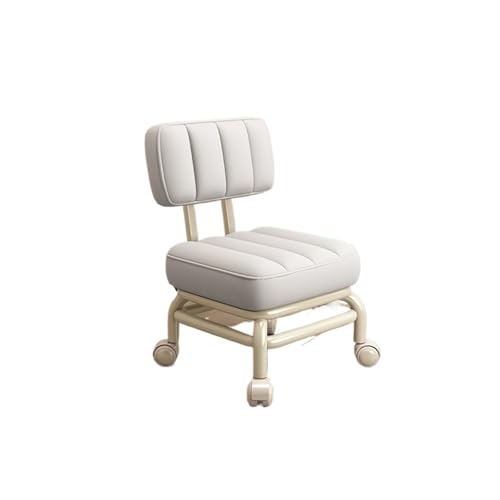 JTKSSCS Niedriger Rollhocker Mit Rollen Haushalt Kleiner Hocker Rückenlehne Universal Rad Weiche Bank Kleiner Stuhl Riemenscheibe Niedriger Hocker(White) von JTKSSCS