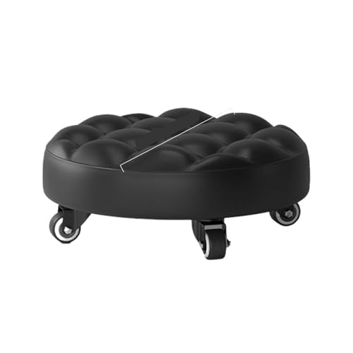 JTKSSCS Niedriger Rollhocker Mit Rollen Multifunktionaler Rollhocker mit niedriger Höhe, Lederhocker, Sitze mit Rad, Home Office Fitness, runder Rollsitzhocker(Color-01) von JTKSSCS