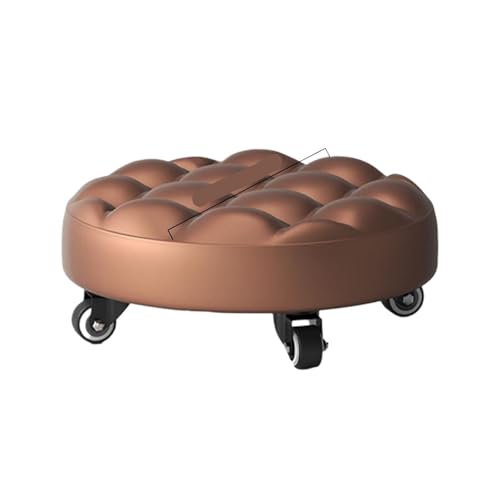 JTKSSCS Niedriger Rollhocker Mit Rollen Multifunktionaler Rollhocker mit niedriger Höhe, Lederhocker, Sitze mit Rad, Home Office Fitness, runder Rollsitzhocker(Color-02) von JTKSSCS