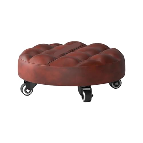 JTKSSCS Niedriger Rollhocker Mit Rollen Multifunktionaler Rollhocker mit niedriger Höhe, Lederhocker, Sitze mit Rad, Home Office Fitness, runder Rollsitzhocker(Color-03) von JTKSSCS