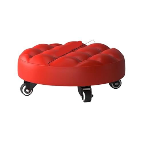 JTKSSCS Niedriger Rollhocker Mit Rollen Multifunktionaler Rollhocker mit niedriger Höhe, Lederhocker, Sitze mit Rad, Home Office Fitness, runder Rollsitzhocker(Color-04) von JTKSSCS