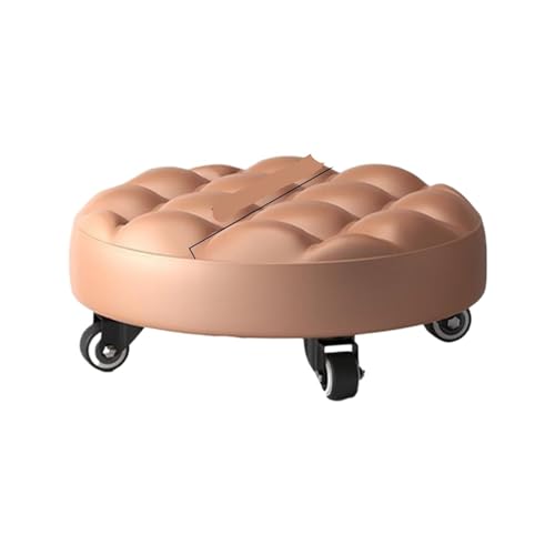 JTKSSCS Niedriger Rollhocker Mit Rollen Multifunktionaler Rollhocker mit niedriger Höhe, Lederhocker, Sitze mit Rad, Home Office Fitness, runder Rollsitzhocker(Color-05) von JTKSSCS