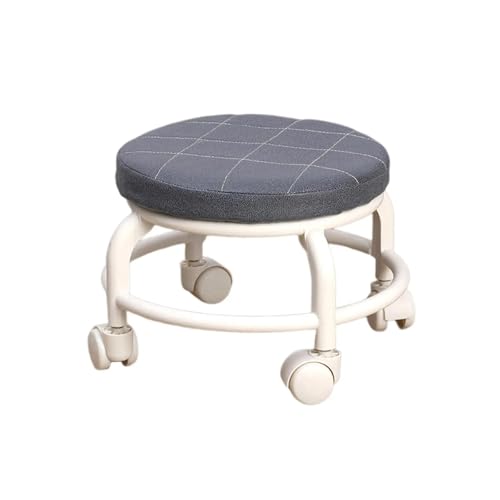 JTKSSCS Niedriger Rollhocker Mit Rollen Niedriger Rollhocker mit rundem Sitz und Rollen, kleine Fußstütze, kurzer Kleiner Hocker, Stuhl mit niedriger Höhe, Rollhocker, Schuhhocker, Sitz für(Gray) von JTKSSCS