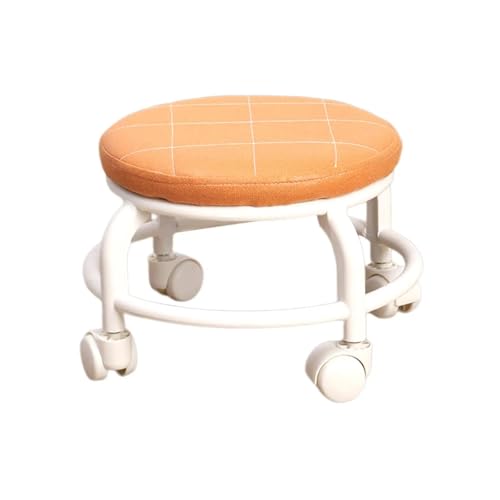 JTKSSCS Niedriger Rollhocker Mit Rollen Niedriger Rollhocker mit rundem Sitz und Rollen, kleine Fußstütze, kurzer Kleiner Hocker, Stuhl mit niedriger Höhe, Rollhocker, Schuhhocker, Sitz für(Pink) von JTKSSCS