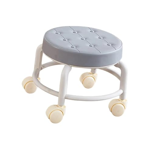 JTKSSCS Niedriger Rollhocker Mit Rollen Niedriger Rollsitz, Stabiler Kleiner, um 360 ° drehbarer Rollhocker mit Fußstütze, niedrige Höhe, Rollhocker for Salons, Homeoffice, Garage, Friseurladen(Grey) von JTKSSCS