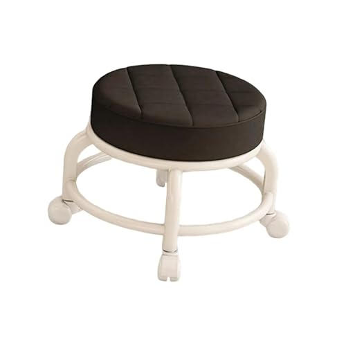 JTKSSCS Niedriger Rollhocker Mit Rollen Niedriger runder Rollsitzhocker mit niedriger Höhe, Rollhocker for die Friseurküche(Black) von JTKSSCS