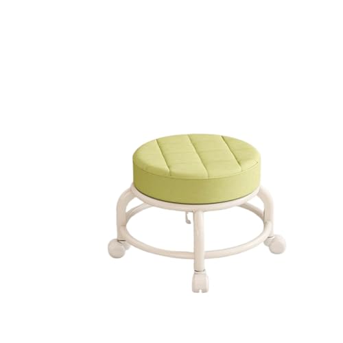 JTKSSCS Niedriger Rollhocker Mit Rollen Niedriger runder Rollsitzhocker mit niedriger Höhe, Rollhocker for die Friseurküche(Green) von JTKSSCS