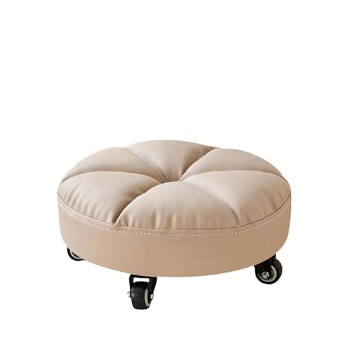JTKSSCS Niedriger Rollhocker Mit Rollen Rollhocker, Stabile Sofa-Fußstütze Mit Rädern, Rollsitz, Kurzer Hocker, Mini-Hocker for Garage, Salon, Fitness, Friseurladen, Küche(Khaki) von JTKSSCS