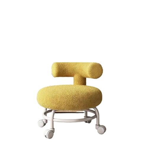 JTKSSCS Niedriger Rollhocker Mit Rollen Rollhocker mit Rückenlehne, Tritthocker, drehbarer, beweglicher Stuhl, niedriger Hocker mit Rädern for stabile Türen, Zuhause, Schlafzimmer, Wohnzimmer(Yellow) von JTKSSCS