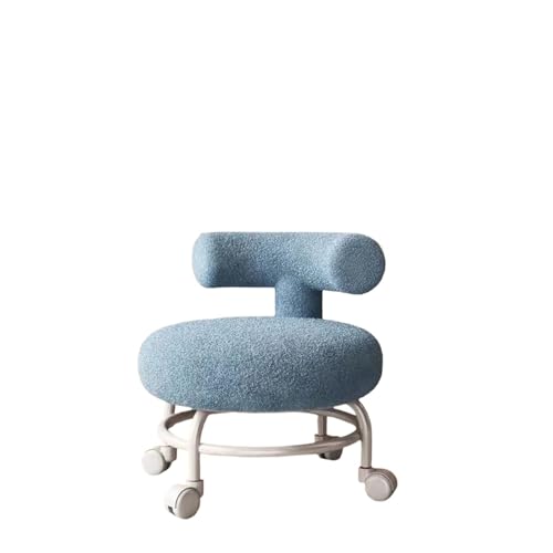 JTKSSCS Niedriger Rollhocker Mit Rollen Rollhocker mit Rückenlehne, Tritthocker, drehbarer, beweglicher Stuhl, niedriger Hocker mit Rädern for stabile Türen, Zuhause, Schlafzimmer, Wohnzimmer(Blue) von JTKSSCS
