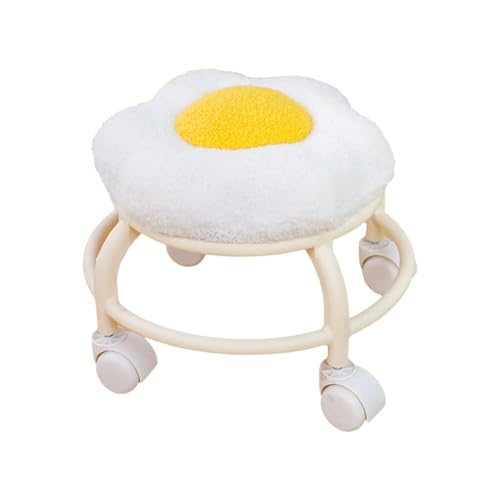 JTKSSCS Niedriger Rollhocker Mit Rollen Rollhocker mit universeller, drehbarer Fußstütze in Blumenform for den Nachttisch, Veranda, Schlafzimmer, Wohnzimmer, Eingangsbereich(White) von JTKSSCS