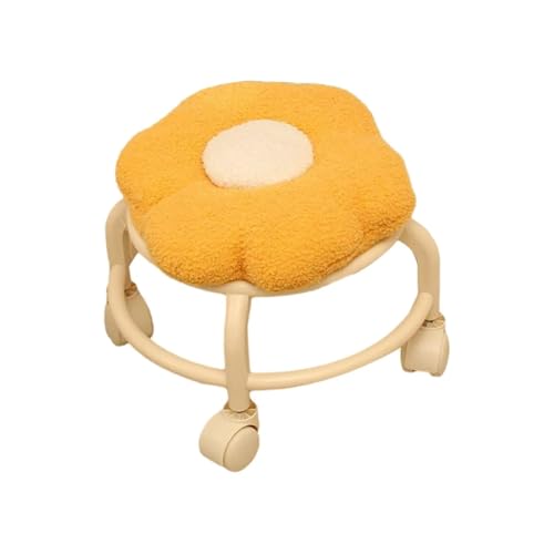 JTKSSCS Niedriger Rollhocker Mit Rollen Rollhocker mit universeller, drehbarer Fußstütze in Blumenform for den Nachttisch, Veranda, Schlafzimmer, Wohnzimmer, Eingangsbereich(Yellow) von JTKSSCS