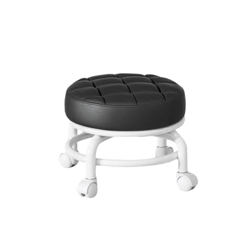 JTKSSCS Niedriger Rollhocker Mit Rollen Rotierender Pediküre-Spa-Schönheitssalon-Hocker mit Rädern, Wohnzimmer-Schuhwechsel-Niedrighocker, Schönheitssitzstuhlmöbel(Black) von JTKSSCS