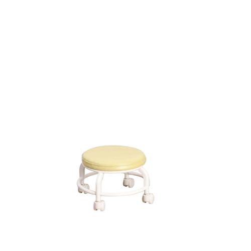 JTKSSCS Niedriger Rollhocker Mit Rollen Runder Rollhocker, bequemer, um 360 Grad drehbarer Rollhocker, Stabiler Rollhocker mit niedriger Höhe, for Küche und Garage(Yellow) von JTKSSCS