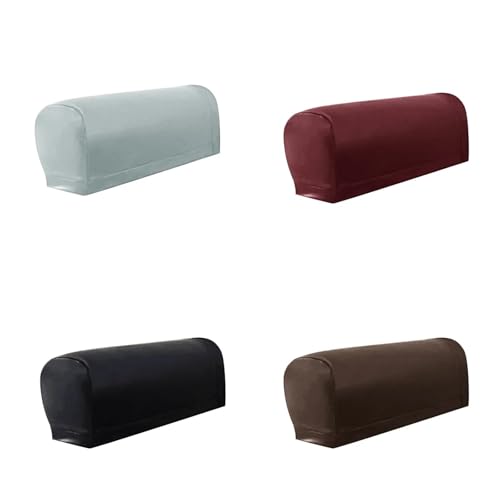 JTKSSCS Schonbezug Sofa 1 Paar PU Leder Sofa Armlehne Abdeckung for Wohnzimmer Abnehmbare Arm Stretch Stuhl Protector(Brown) von JTKSSCS