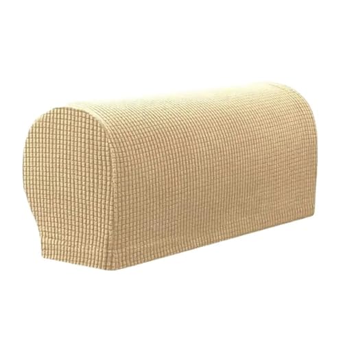 JTKSSCS Schonbezug Sofa 2 Stück einfarbige elastische Sofa-Armlehnenabdeckung, verdicken, bequem, staubdicht, Spandex-Stretch-Schutz(Cream) von JTKSSCS