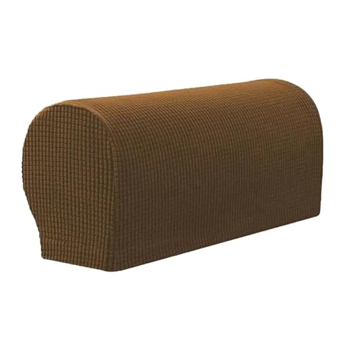 JTKSSCS Schonbezug Sofa 2 Stück einfarbige elastische Sofa-Armlehnenabdeckung, verdicken, bequem, staubdicht, Spandex-Stretch-Schutz(Light Brown) von JTKSSCS